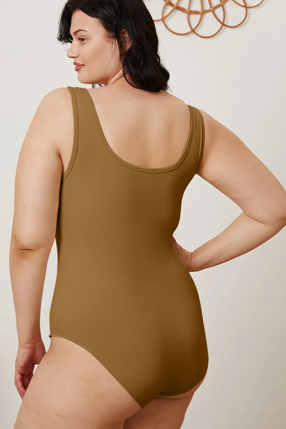 Plus Size Square Neck Sleeveless Bodysuit in White for Women