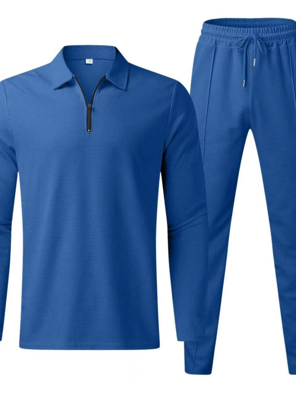 Long Sleeve Top and Pants Set Plus Size in Black for Men