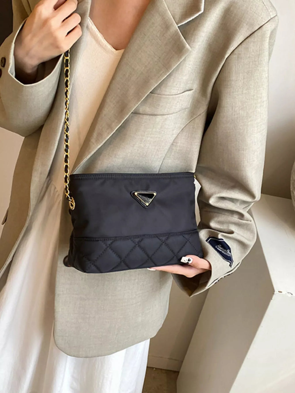 Quilted Crossbody Bag with Chain Strap for Women