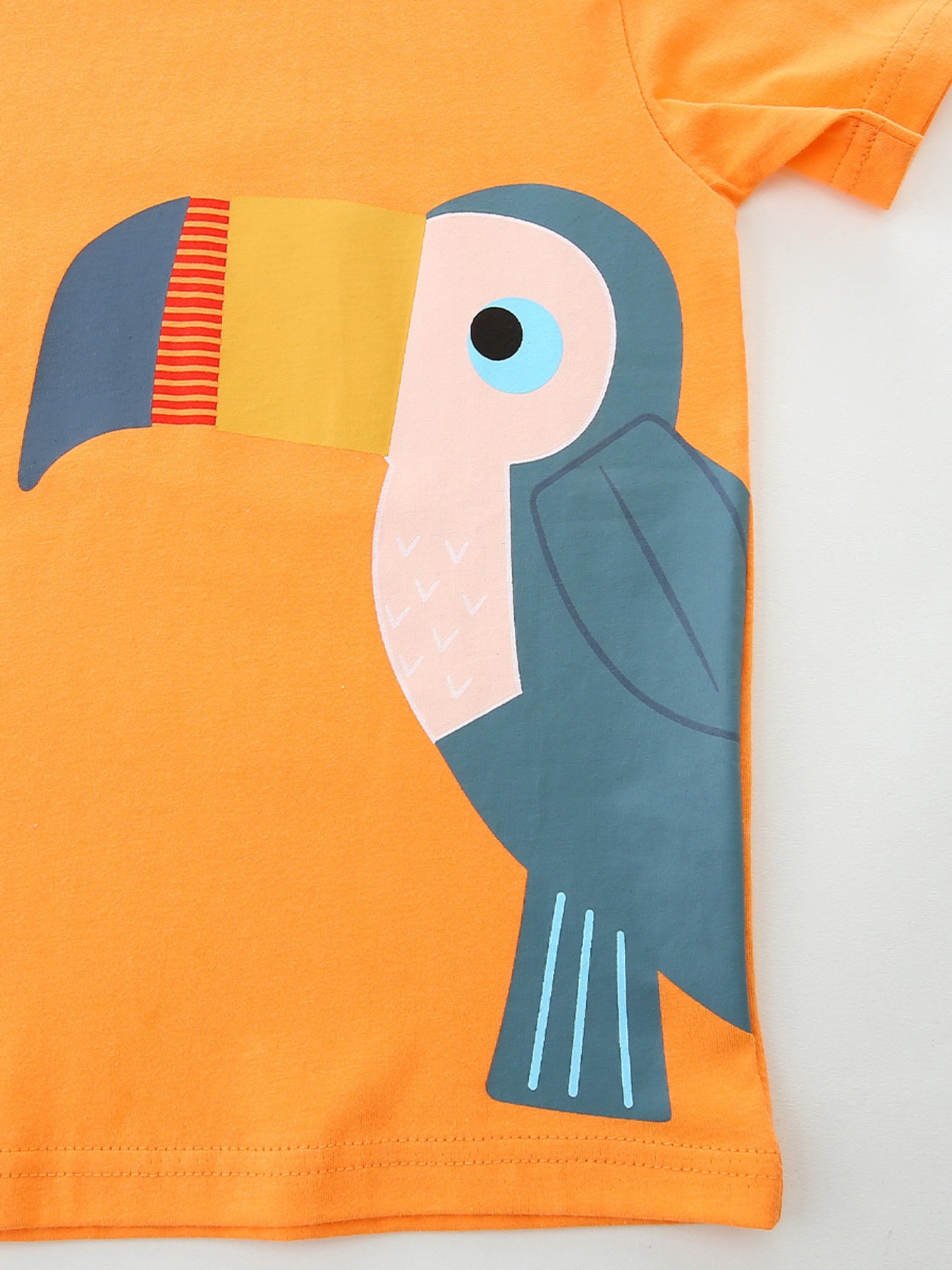 Toucan Graphic Round Neck Tee in Sherbet for Boys
