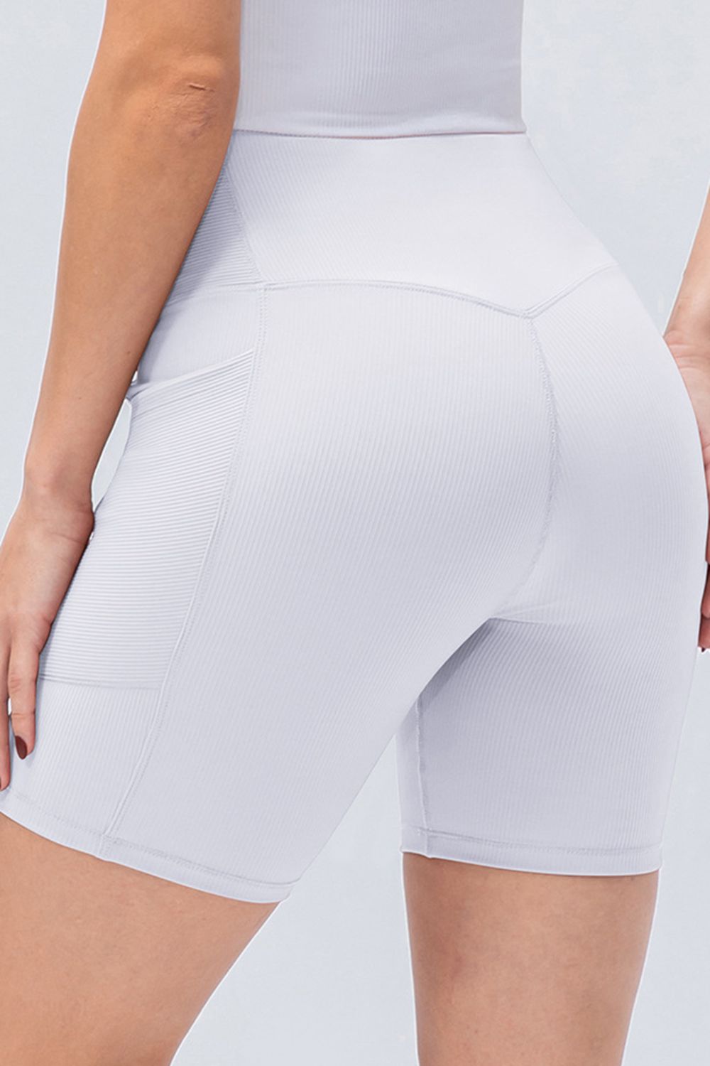 Slim Fit V-Waistband Sports Shorts in Black for Women