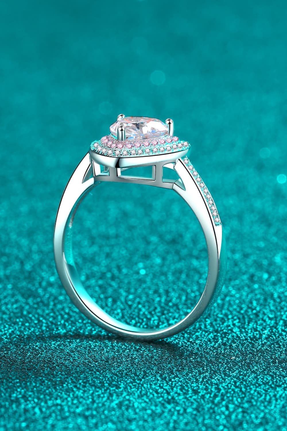 1 Carat Moissanite Heart 925 Sterling Silver Ring for Women
