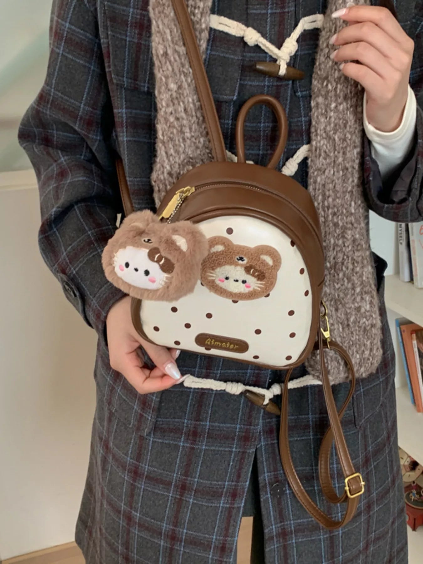 Cartoon Bear Backpack Bag for Women