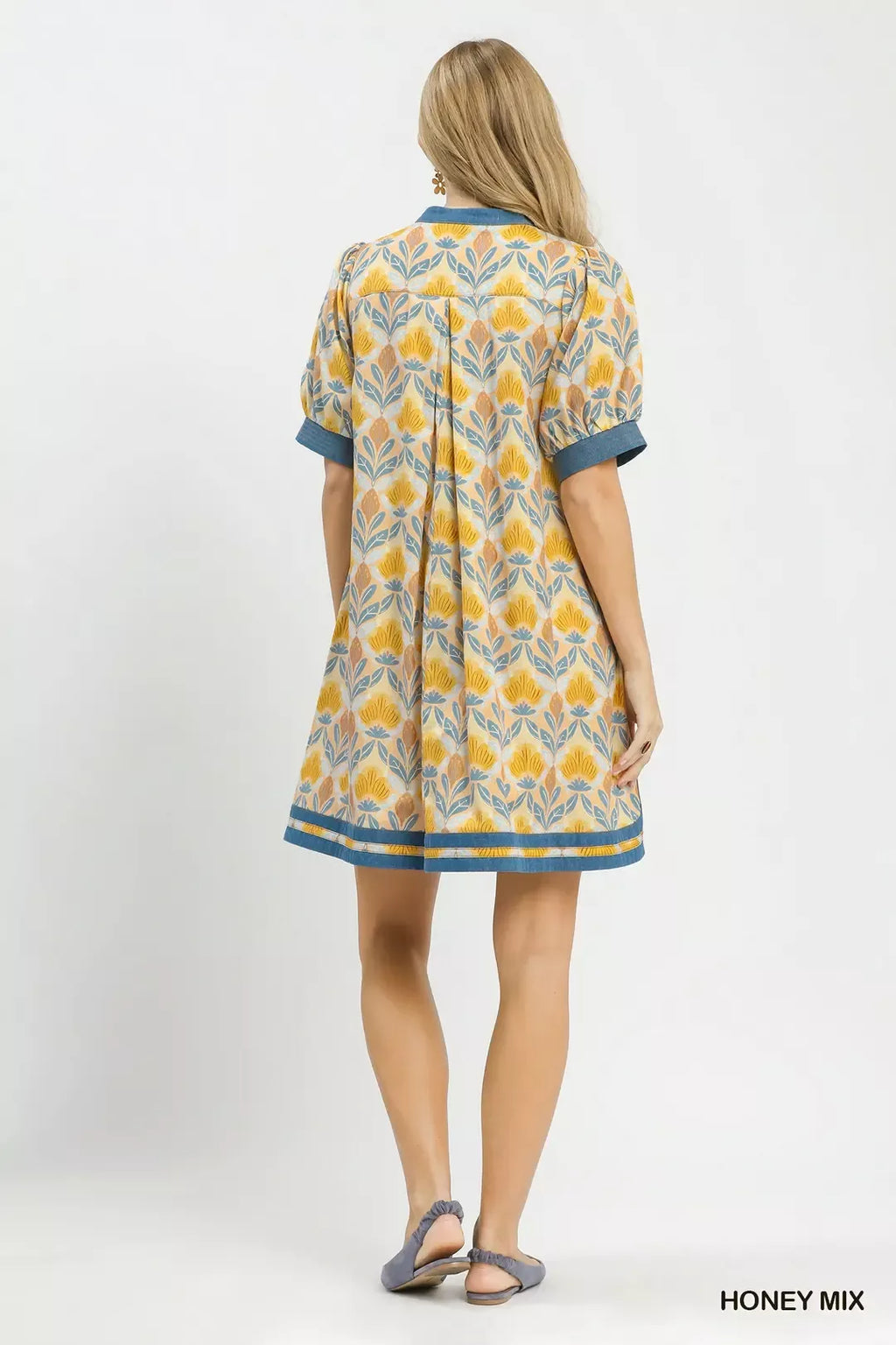 Mix Tile Print Mini Dress in Honey Mix for Women
