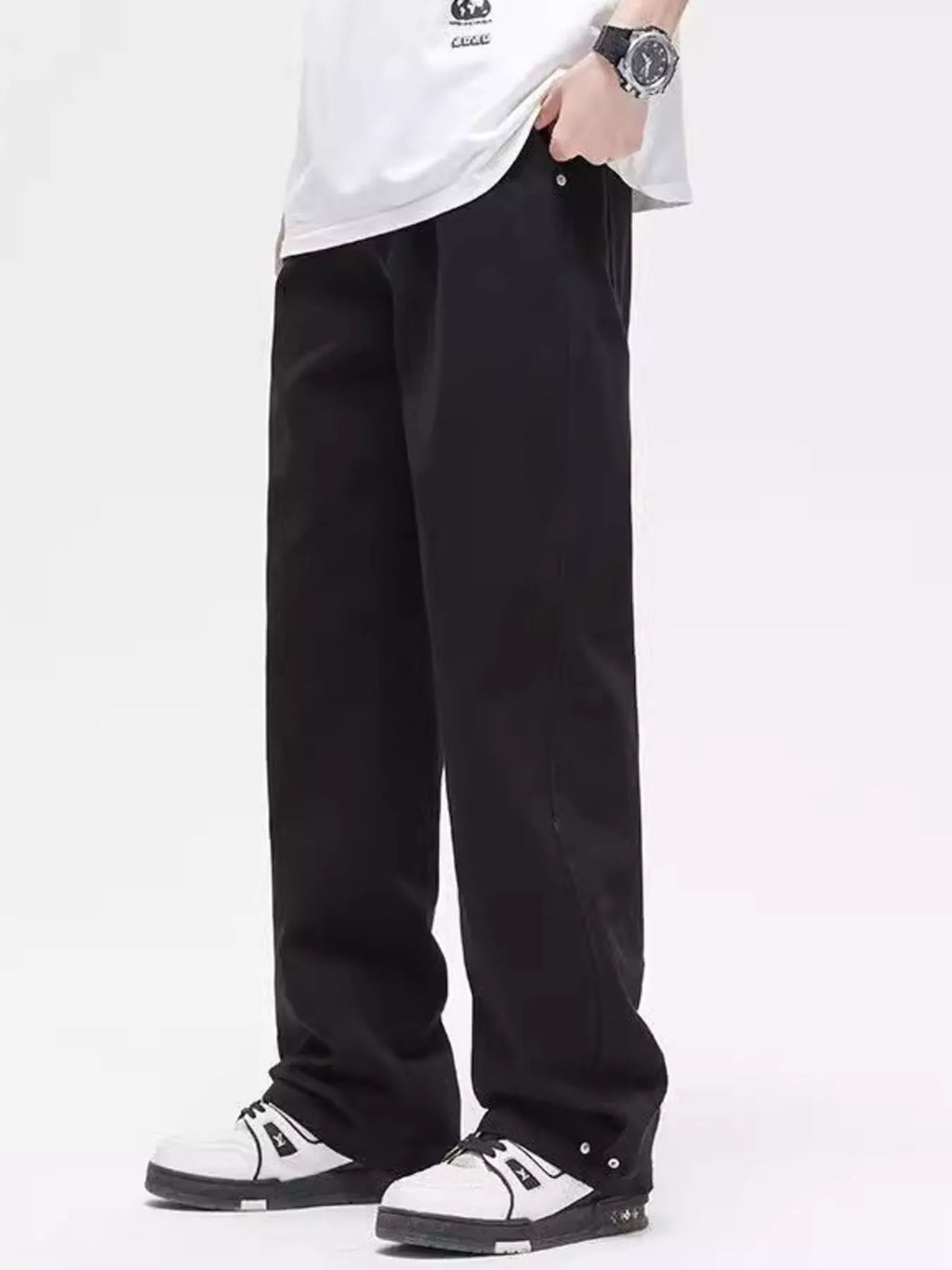 Washed Wide Leg Jeans Plus Size in White for Men
