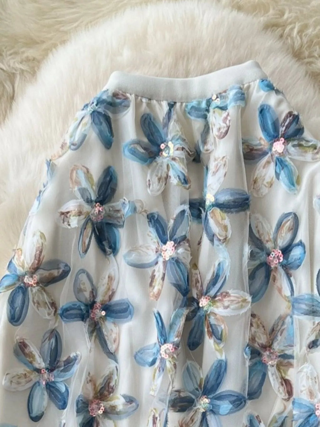 Floral Mesh Skirt for Women