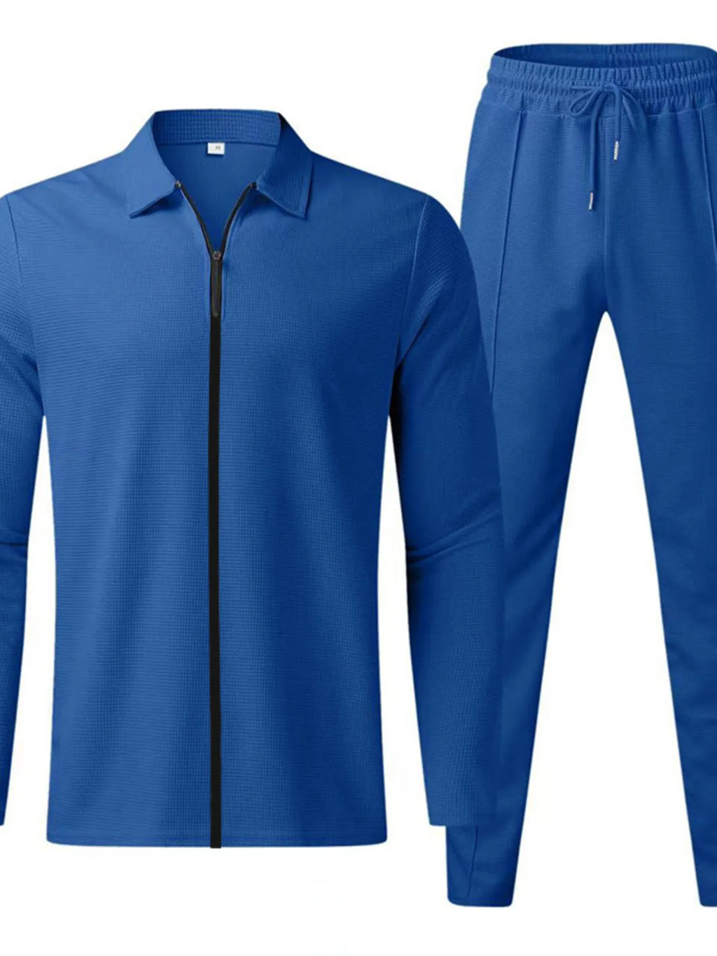 Zip Up Top and Pants Set Plus Size in Royal Blue for Men