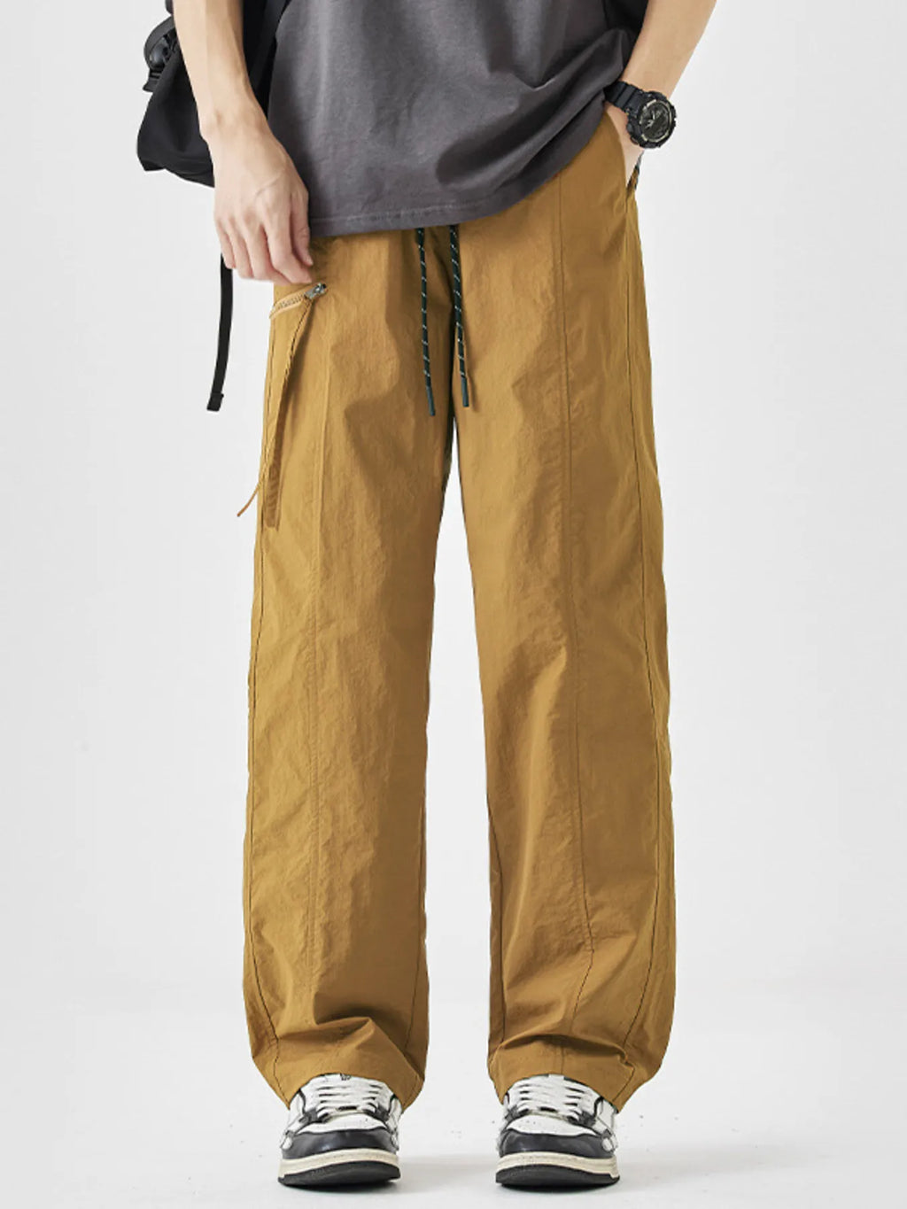 Plus Size Relaxed Fit Cargo Pants in Khaki for Men