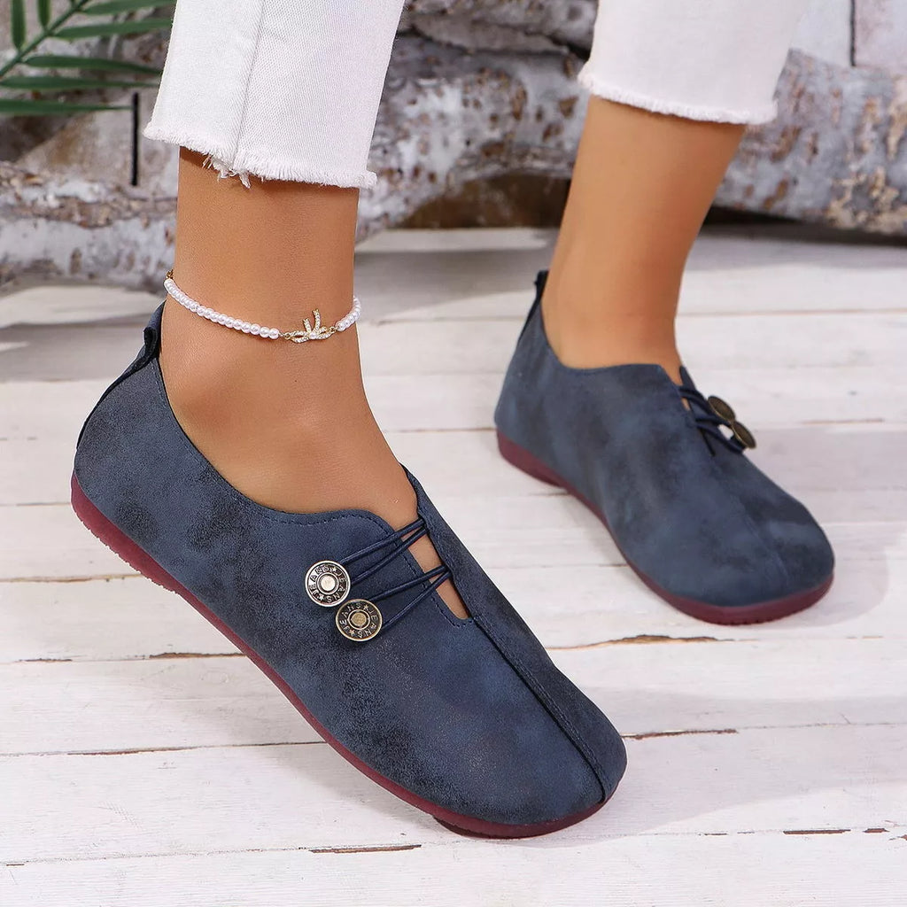 Round Toe Slip-Ons in Blue for Women