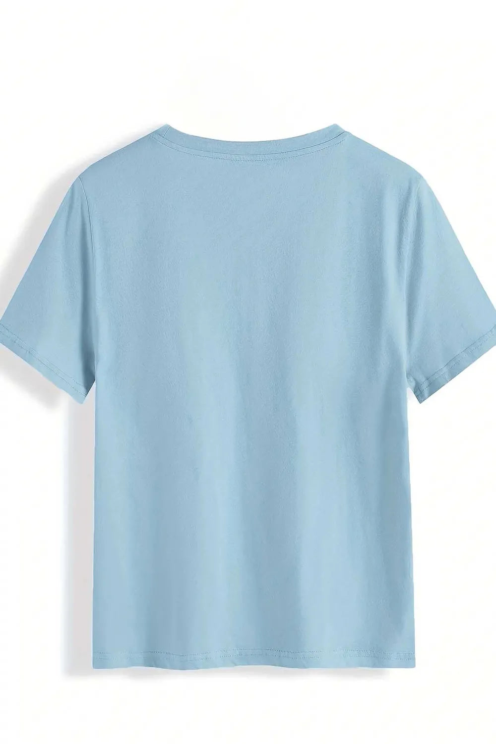 Happy St Patricks Day Round Neck T-Shirt in Light Blue for Women