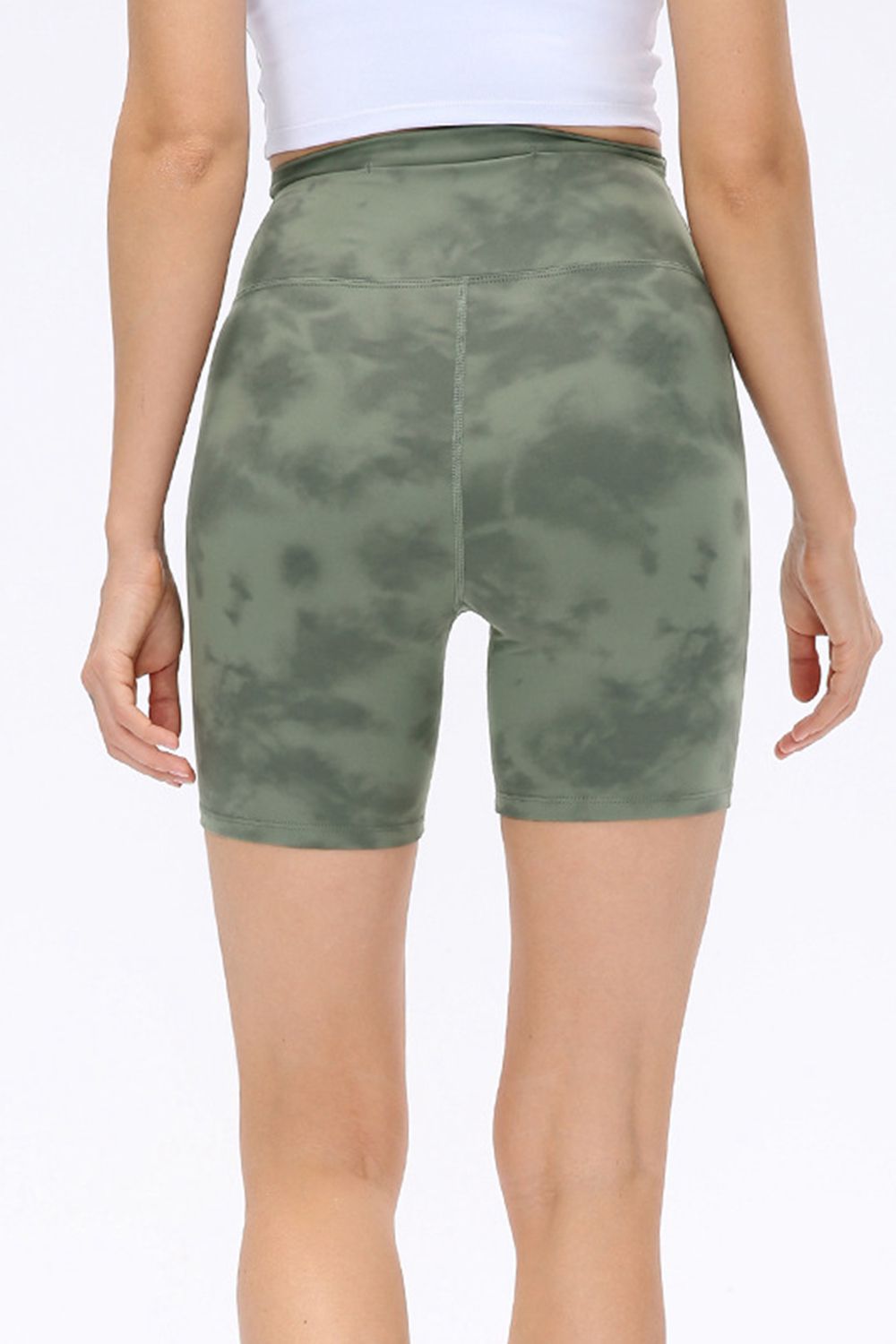 Wide Waistband Sports Shorts in Matcha Green for Women