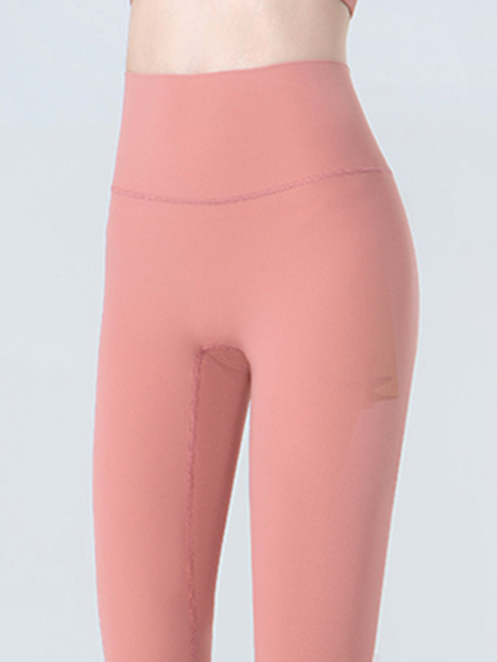 Wide Waistband Cropped Sports Leggings in Coral for Women