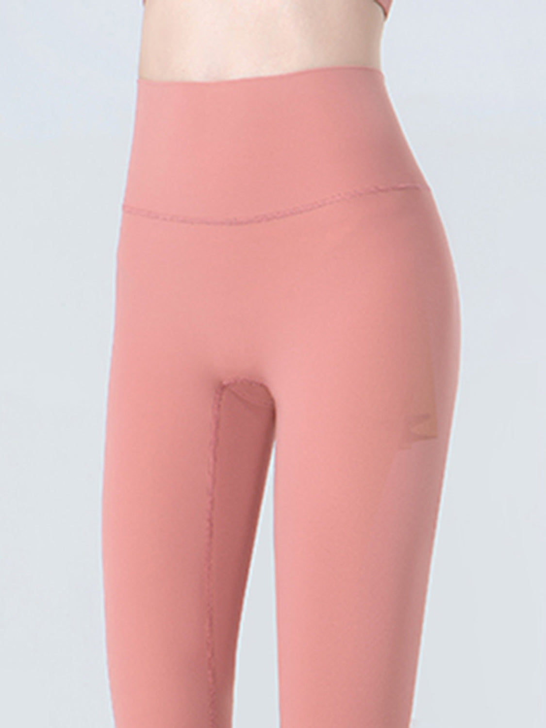 Wide Waistband Cropped Sports Leggings in Coral for Women
