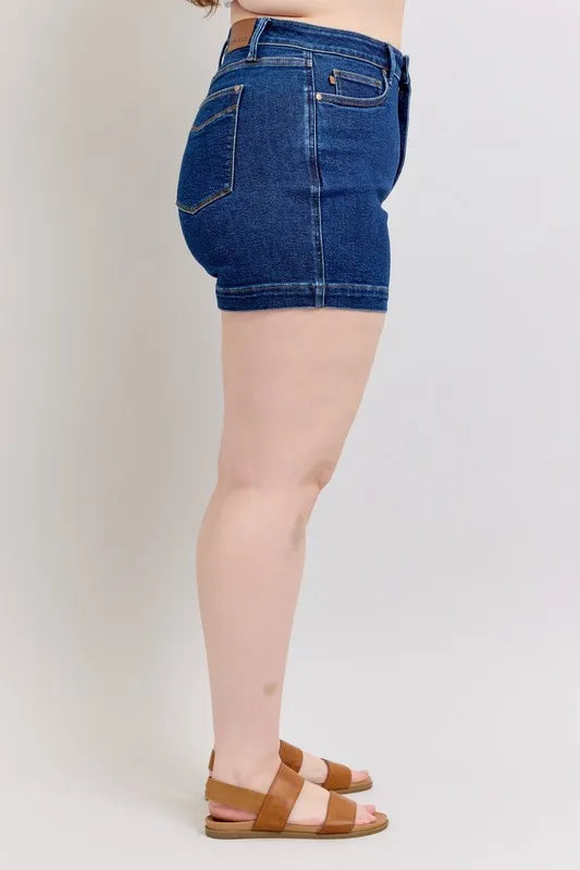 High Waist Tummy Control Denim Shorts Plus Size for Women
