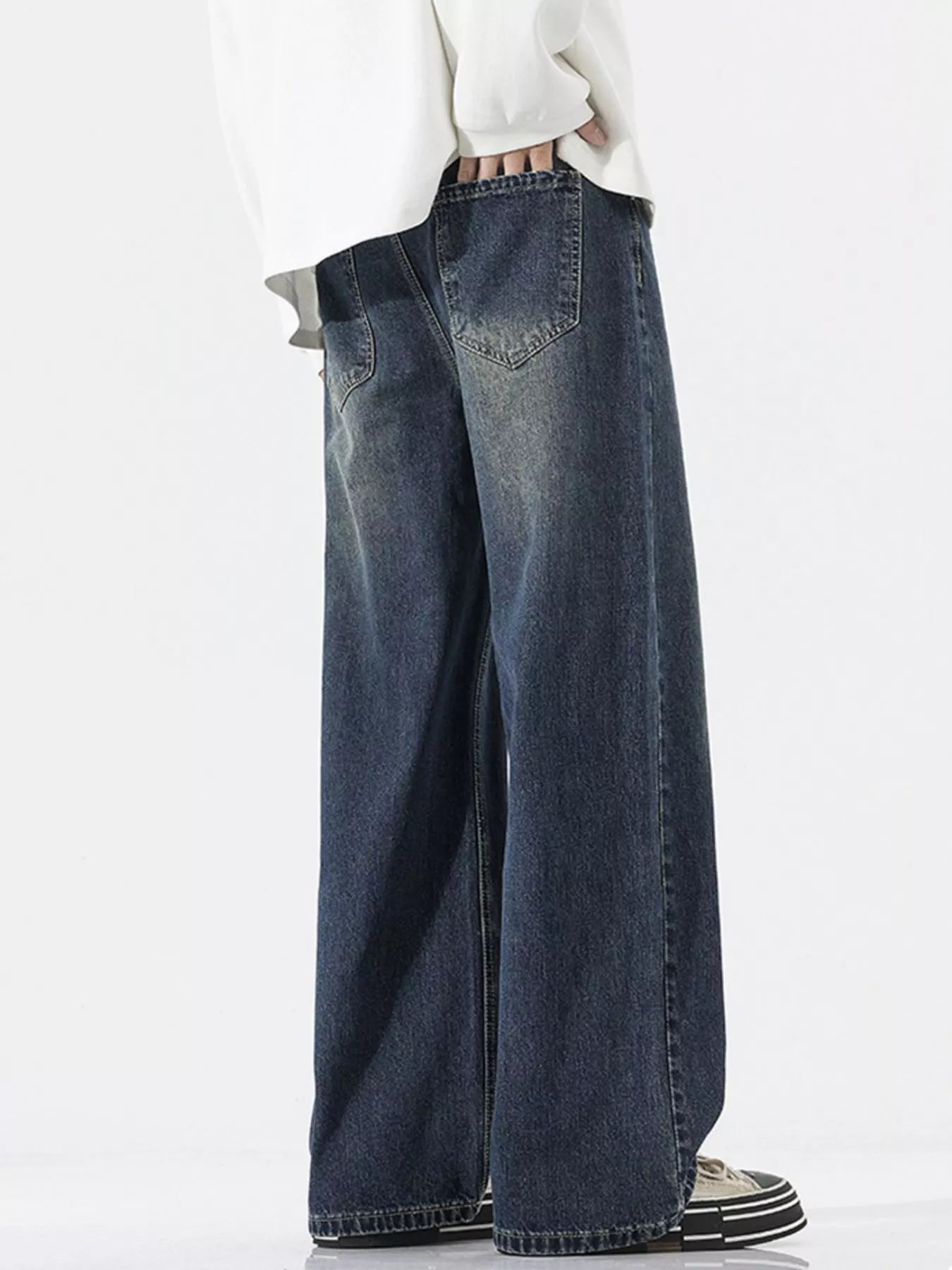 Wide-Leg Relaxed Fit Jeans Plus Size in French Blue for Men