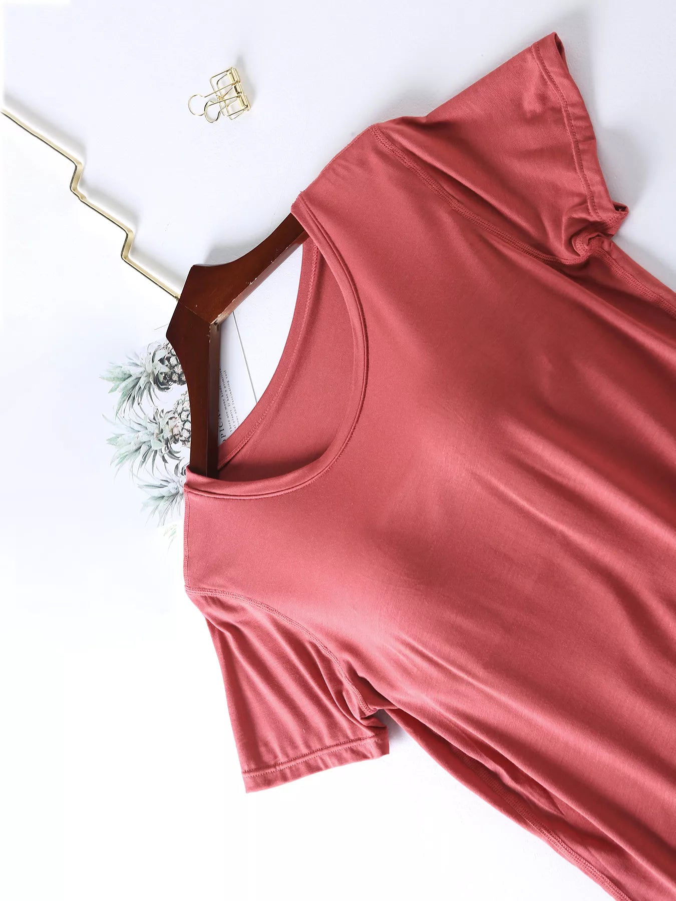 Plus Size Padded Round Neck Modal T-Shirt and Shorts Set in Gray and White for Women