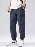 Plus Size Loose Fit Drawstring Joggers in Navy for Men