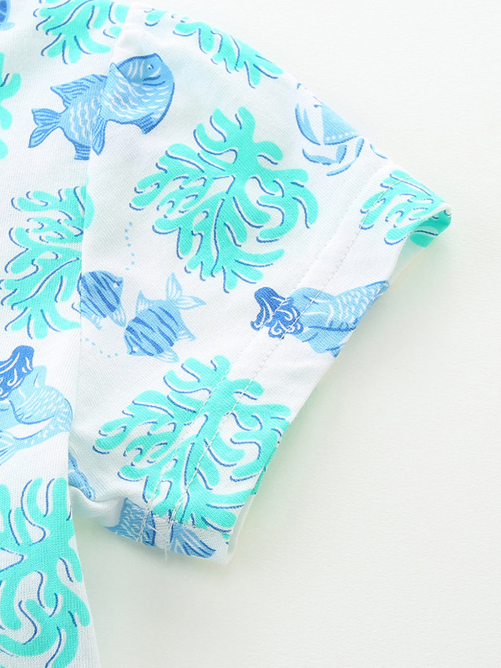 Ocean Print Casual Summer Dress in Aqua for Girls