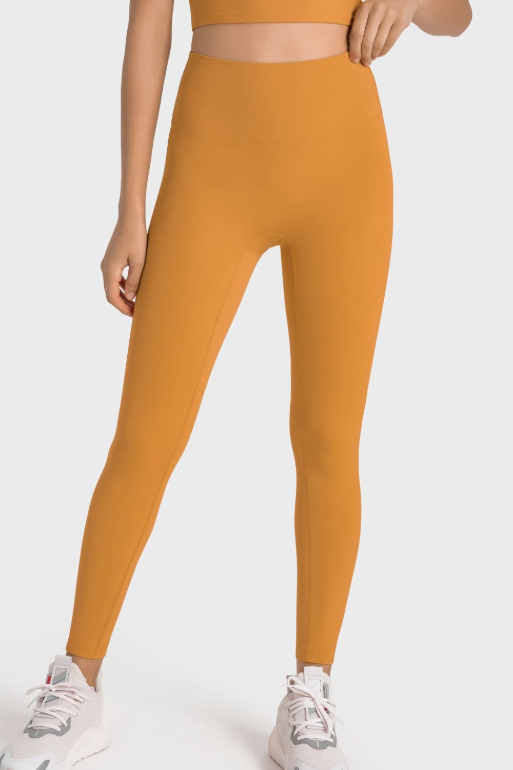 High-Rise Wide Waistband Yoga Leggings in Tangerine for Women