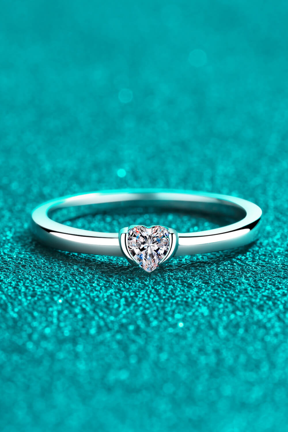 Heart-Shaped Moissanite Solitaire Ring in Silver for Women