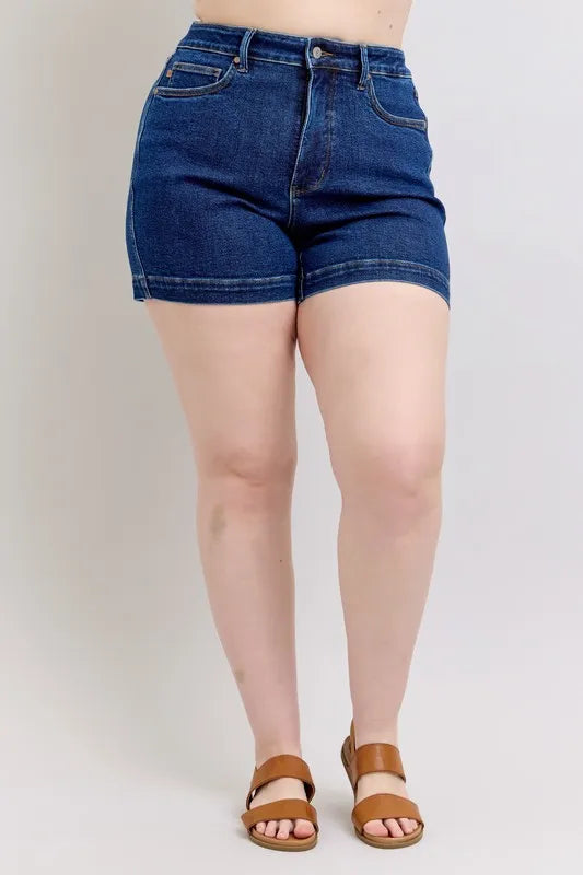 High Waist Tummy Control Denim Shorts Plus Size for Women