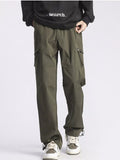 Relaxed Fit Cargo Pants with Pockets Plus Size in Green for Men