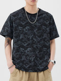 Plus Size Round Neck Graphic T-Shirt in Black for Men