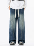 Vintage Wash Wide Leg Jeans Plus Size in Vintage Blue for Men
