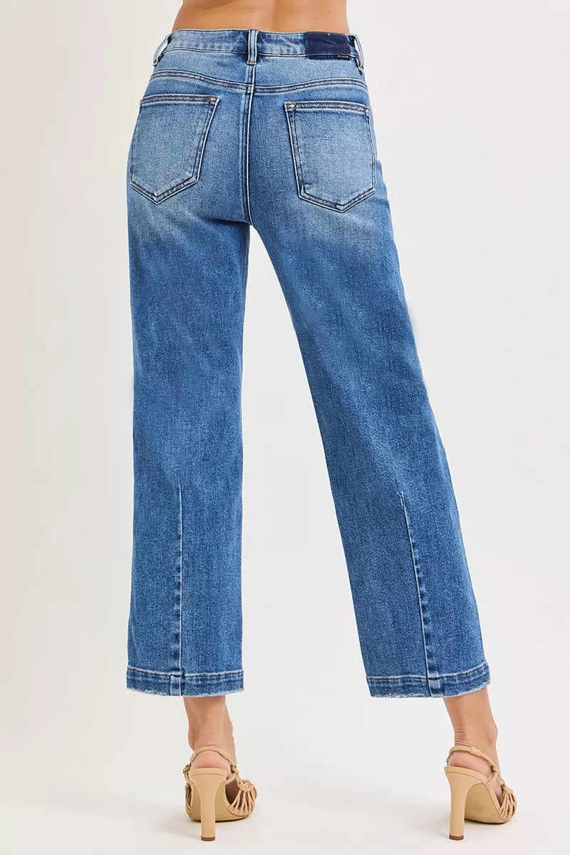 High Rise Crop Boyfriend Tapered Jeans in Dark for Women
