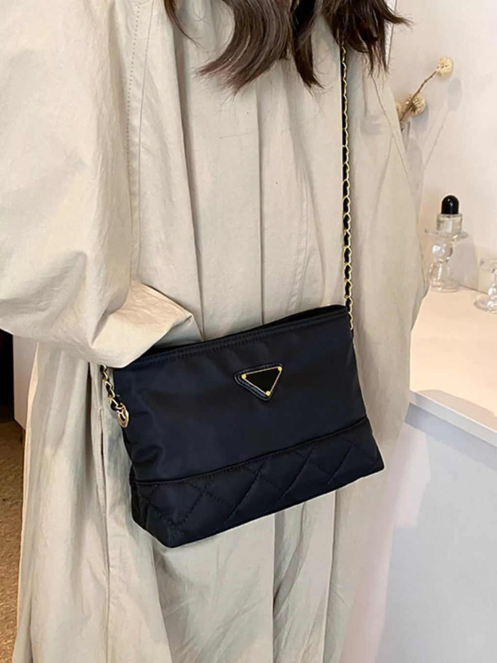 Quilted Crossbody Bag with Chain Strap for Women