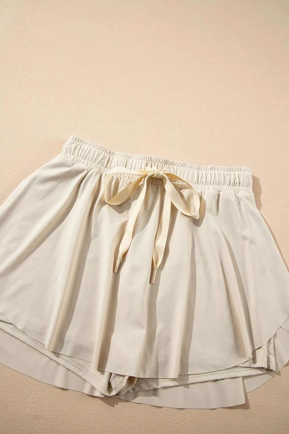Drawstring High Waist Lined Active Skorts in Light Blue for Women