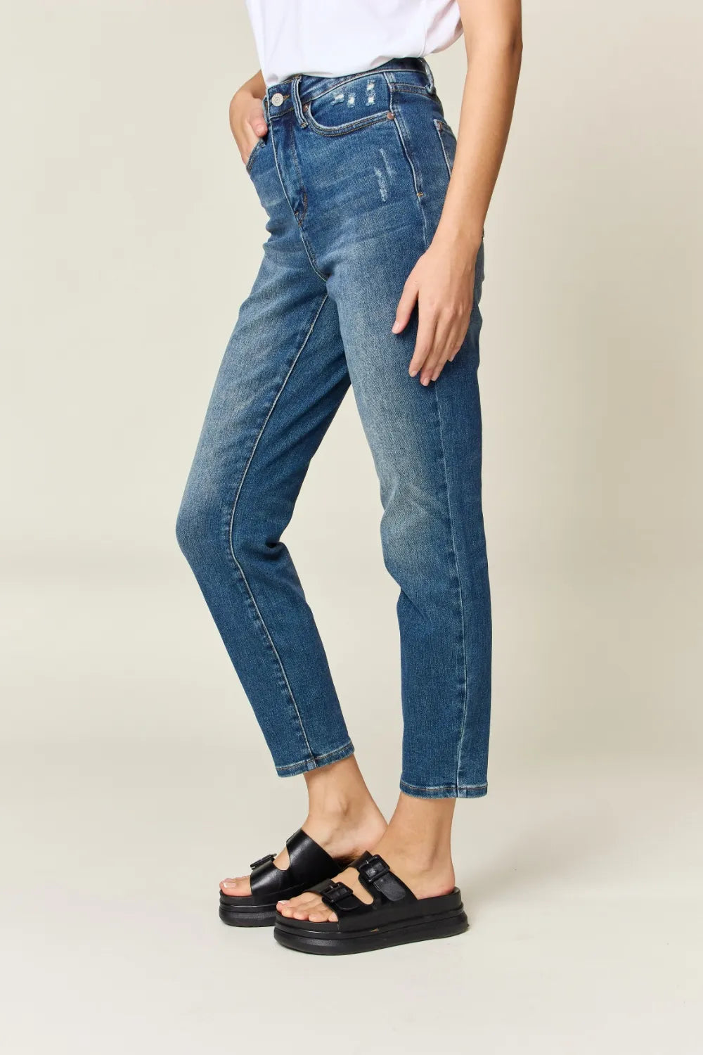 Plus Size Tummy Control High Waist Slim Jeans for Women