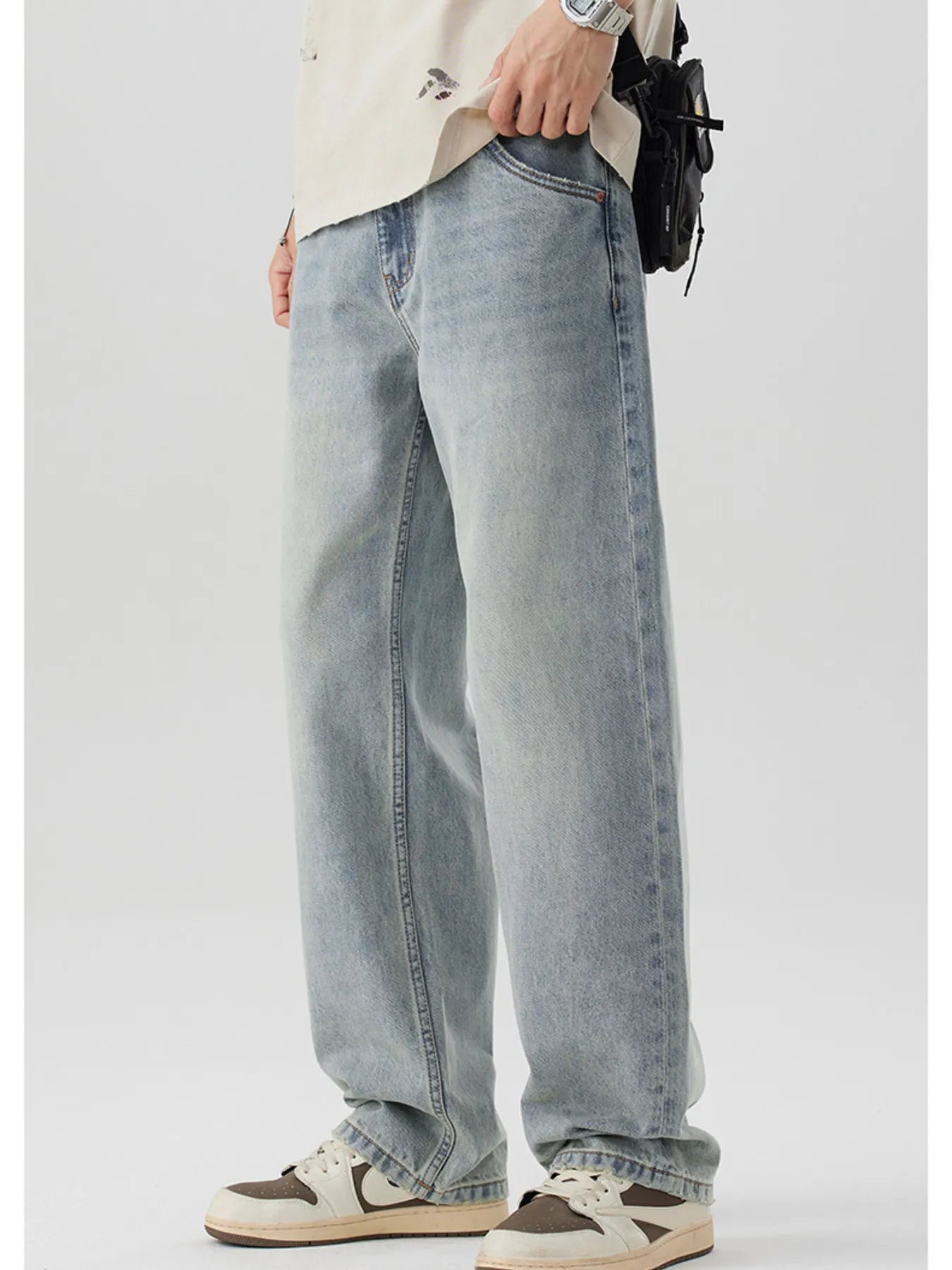 Wash Wide Leg Jeans in Nostalgic Orchid for Men