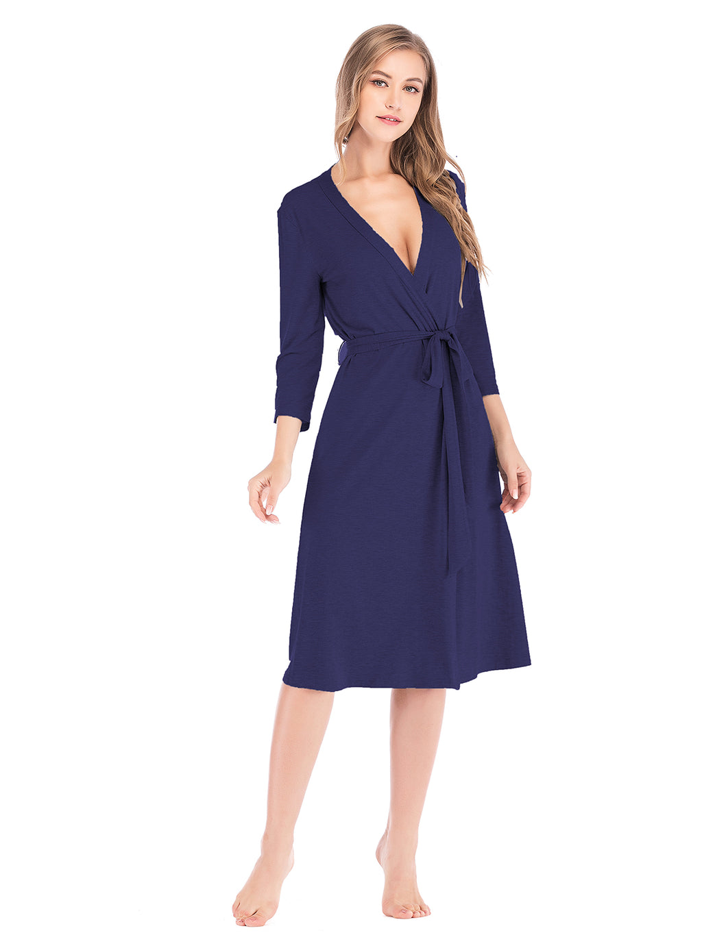 Plunge Tie Front Night Dress in Charcoal for Women