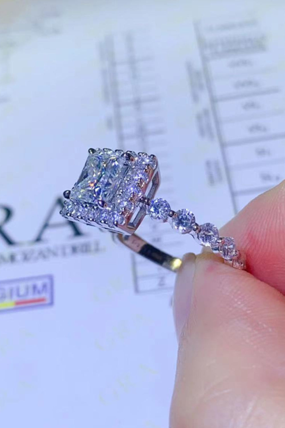 Adored 1 Carat Moissanite Square Ring in White for Women