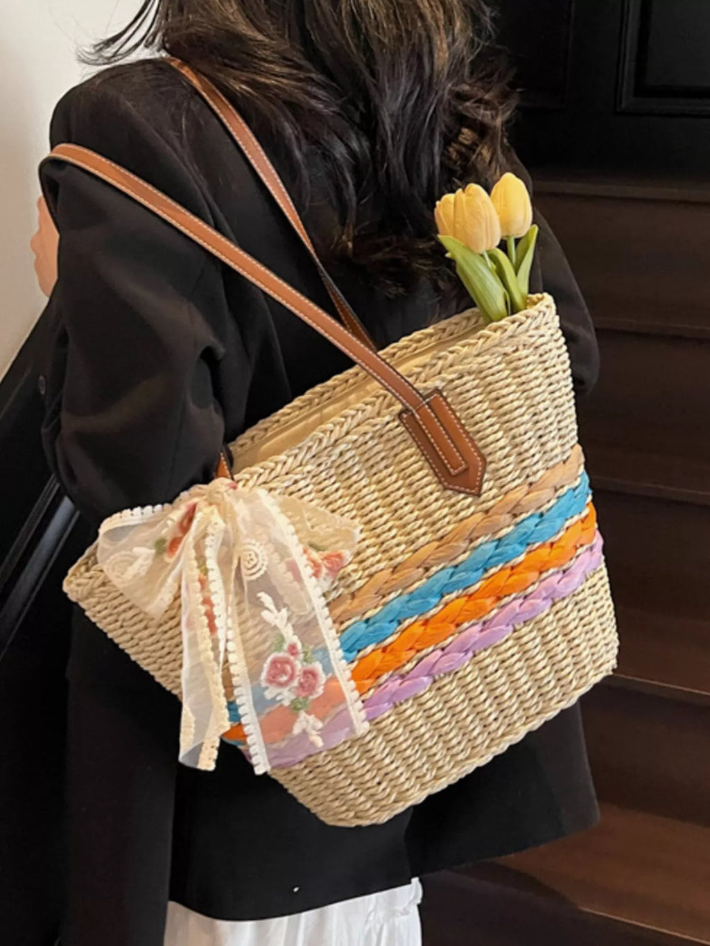 Straw Woven Shoulder Bag for Women