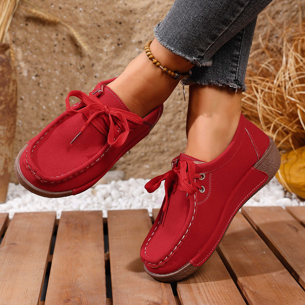 Lace Up Round Toe Sneakers in Black for Women