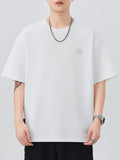 Plus Size Round Neck Short Sleeve T-Shirt in Classic in White for Men