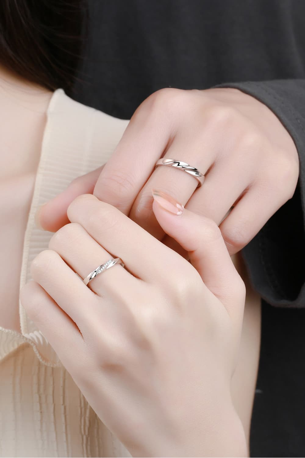Minimalist 925 Sterling Silver Rhodium-Plated Ring for Women