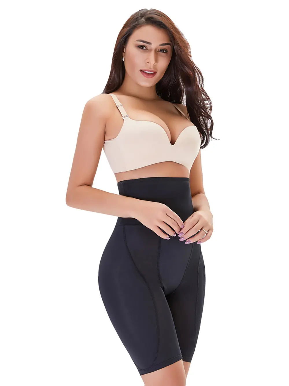 Plus Size Hip Lifting Shaping Shorts in Ivory in Black for Women