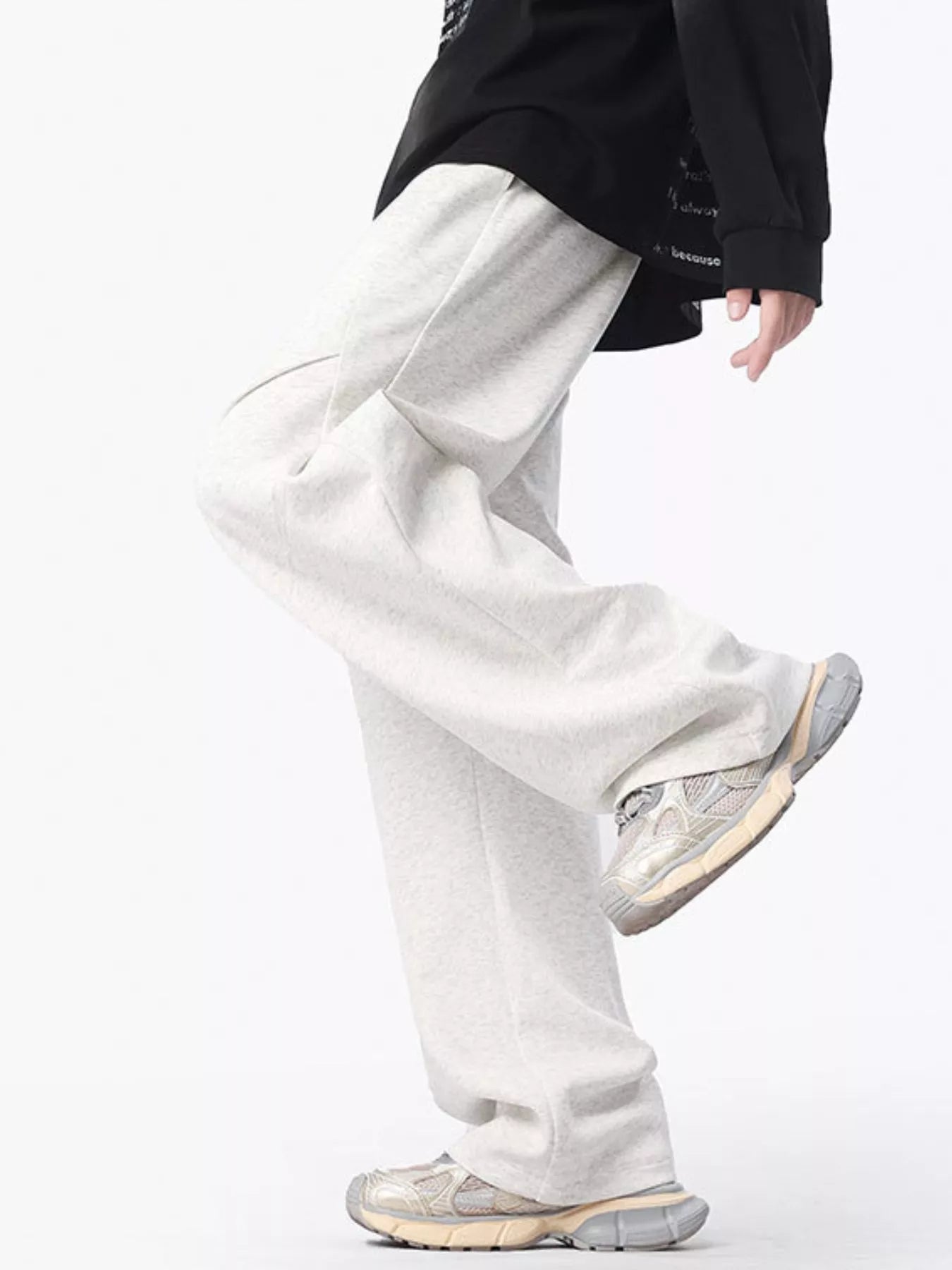Plus Size Casual Loose-Fit Sweatpants in Flower White for Men