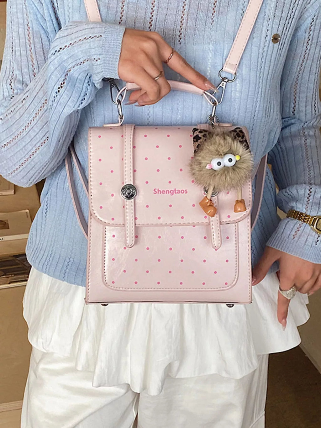 Polka Dot Backpack Bag for Women