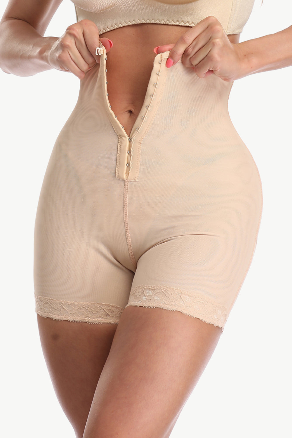 Plus Size Hook-and-Eye Shaping Shorts in Black for Women