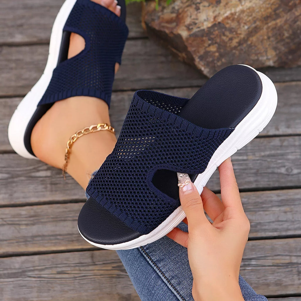 Breathable Mesh Open Toe Sandals in Dark Blue for Women