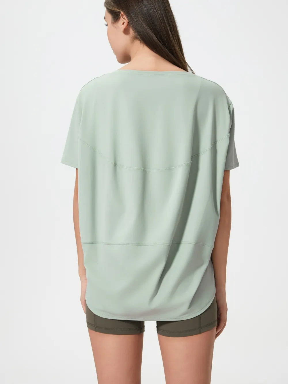 Round Neck Short Sleeve Active T-Shirt in Classic in Light Green for Women