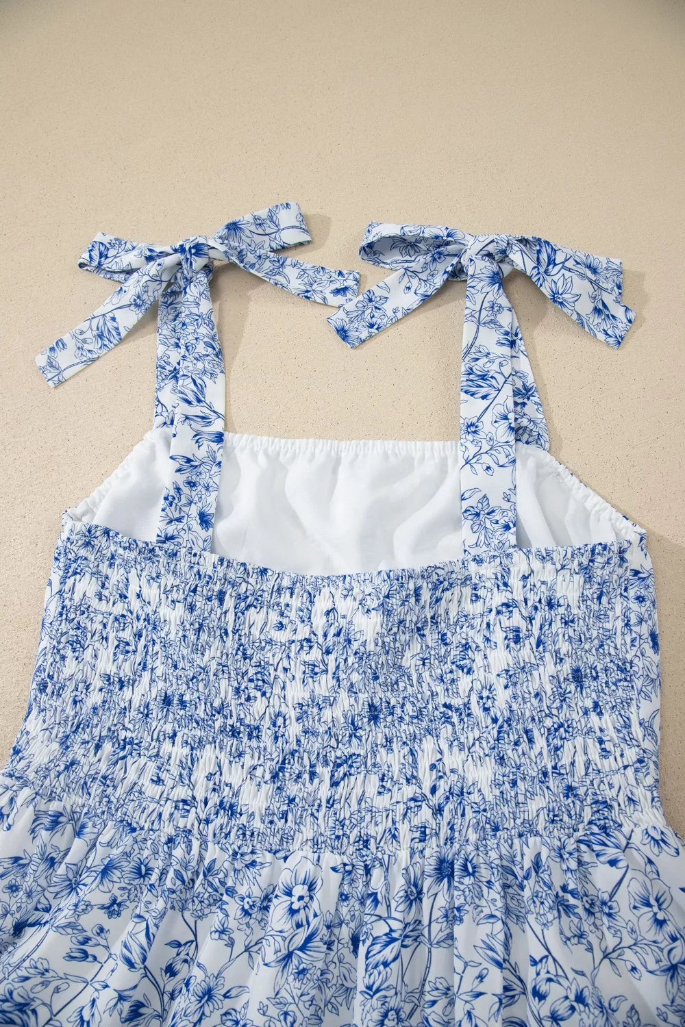Floral Print Knot Straps High Waist Flared Maxi Dress for Women