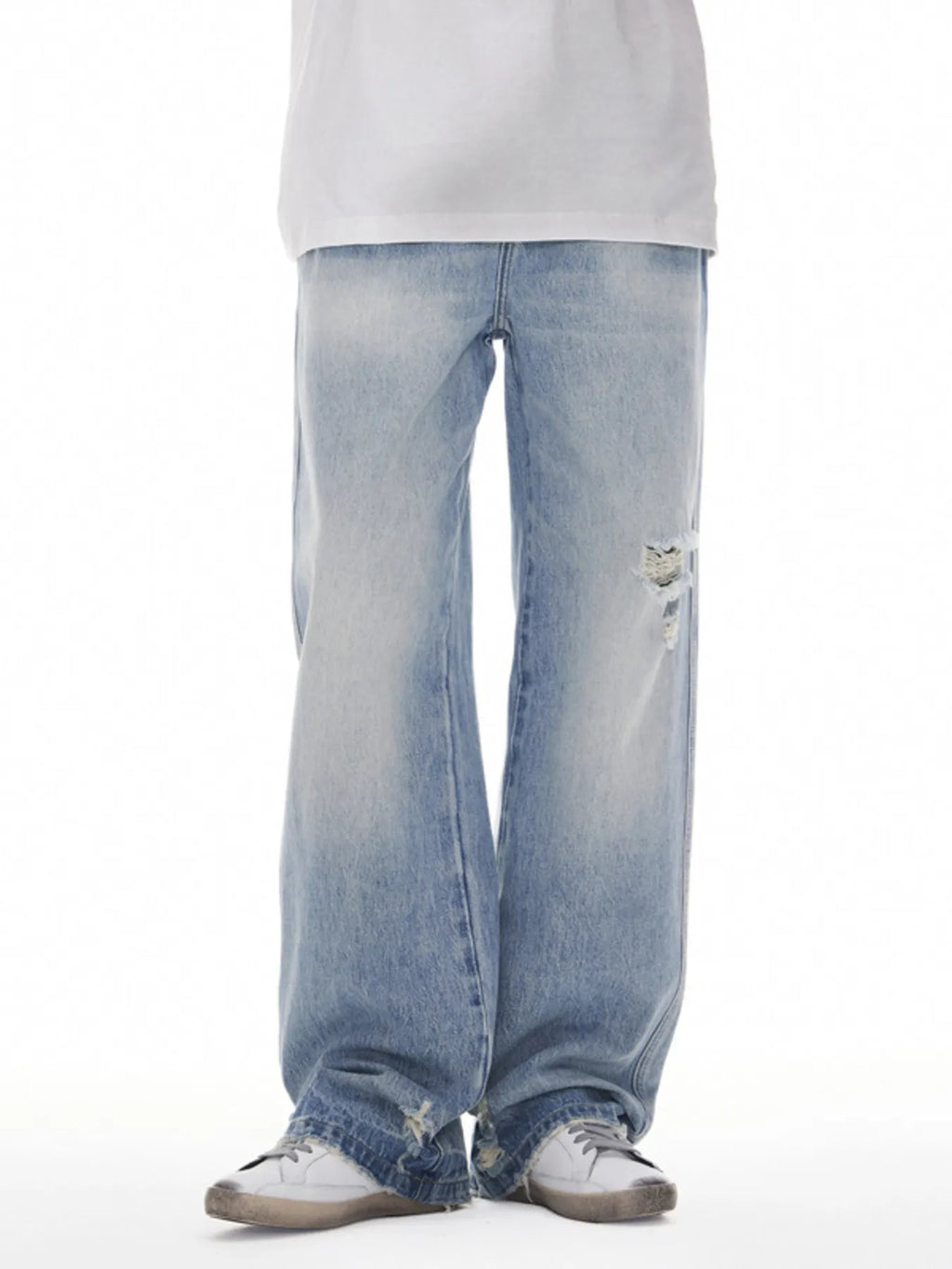 Distressed Wide Leg Jeans in Blue for Men