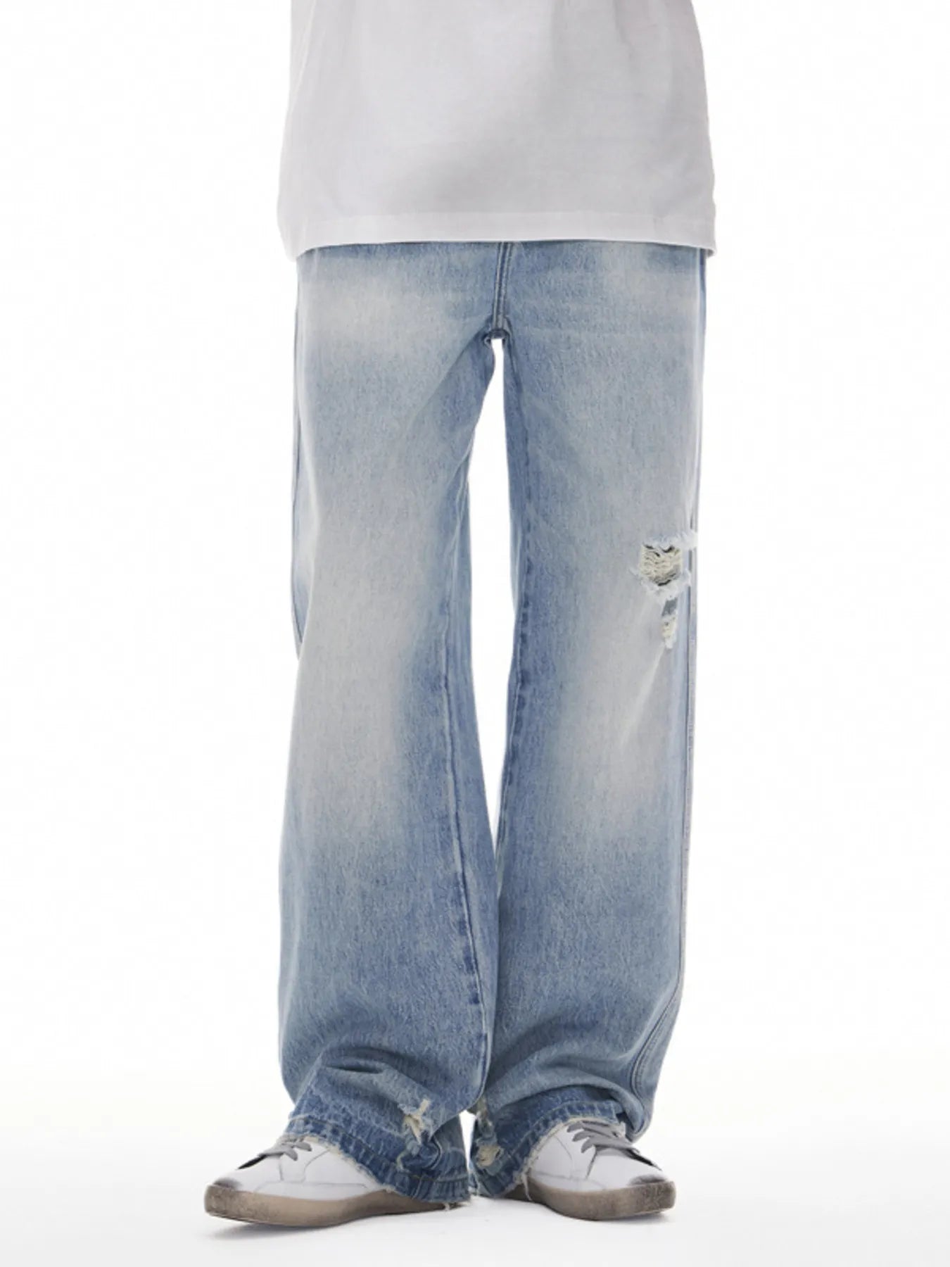 Distressed Wide Leg Jeans in Blue for Men