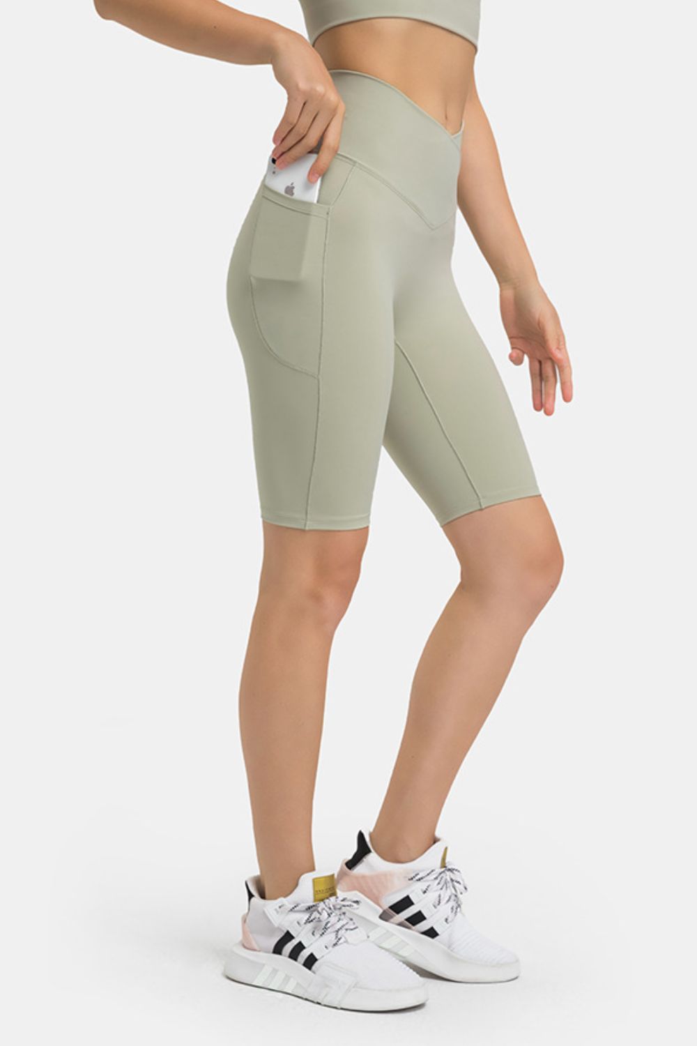 High Waist Biker Shorts with Pockets in Leopard for Women