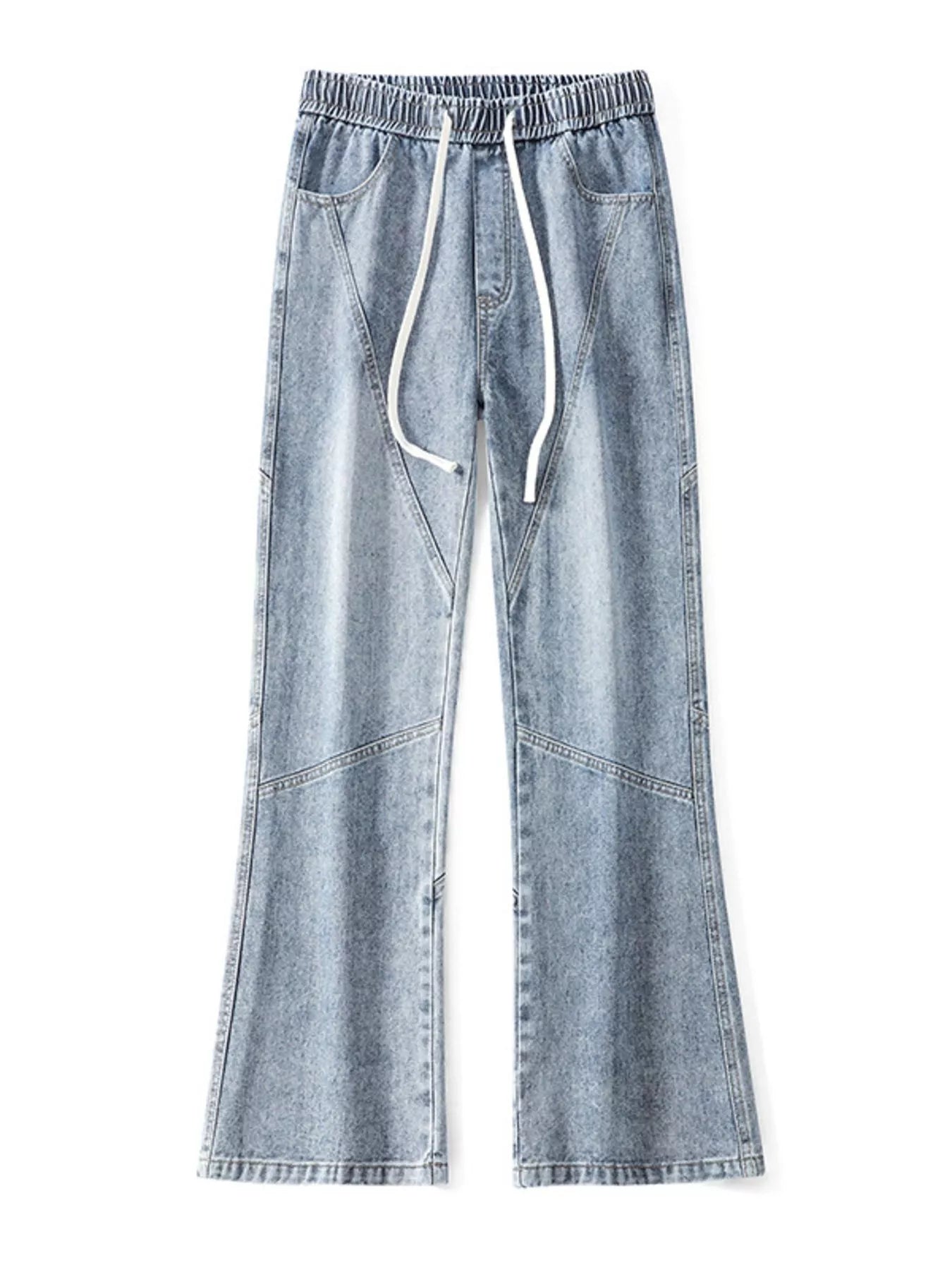 Drawstring Wide Leg Jeans Plus Size in Black in Vintage Blue for Men